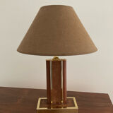 Vintage lamp in leather and gold metal