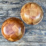 Set of woven wooden tableware