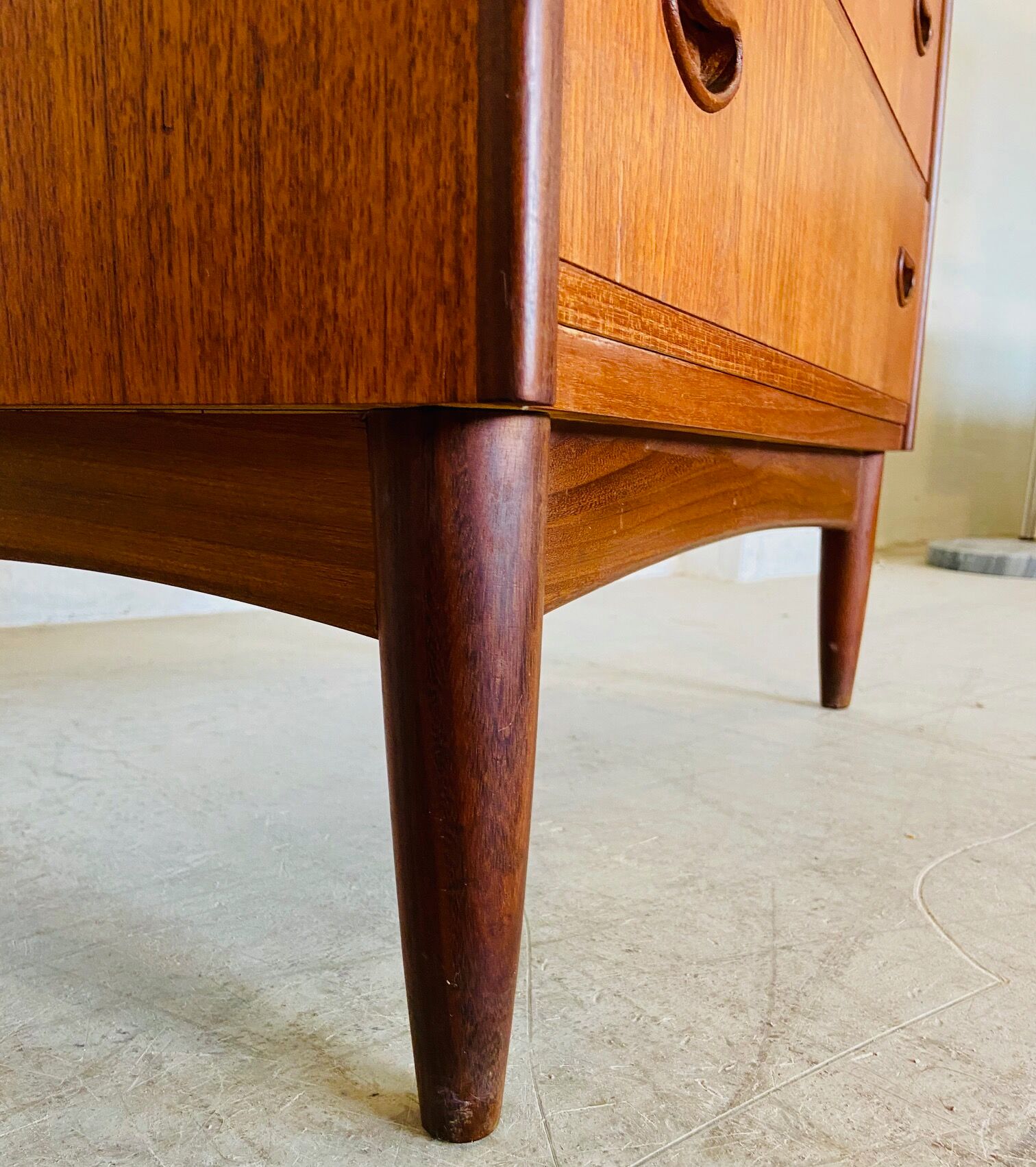 Vintage Danish mid-century teak tallboy chest of drawers 1960s
