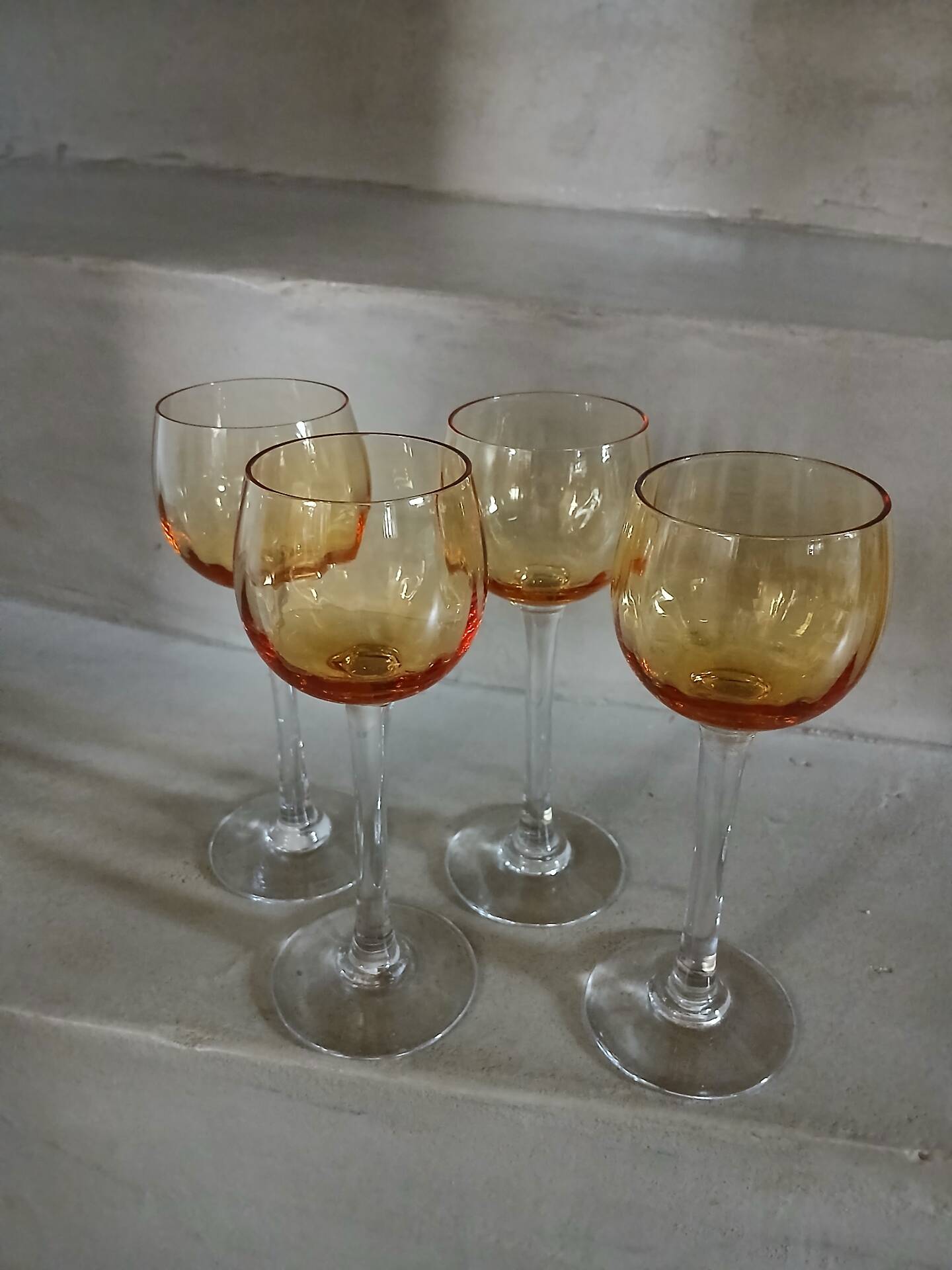 4 antique crystal stem glasses