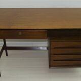 Vittorio Dassi Mid-Century Italian Teakwood Writing Desk and Chair, 1950