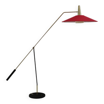 Lampe sur pied articulée avec contrepoids milieu du siècle par Rupert Nikoll, nickel, laiton