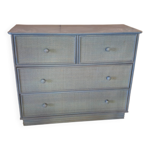 commode bleue à 4 tiroirs