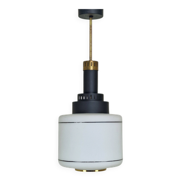 Suspension en verre opalin de style Mid-Century Modern Stilnovo, années 1950-1960