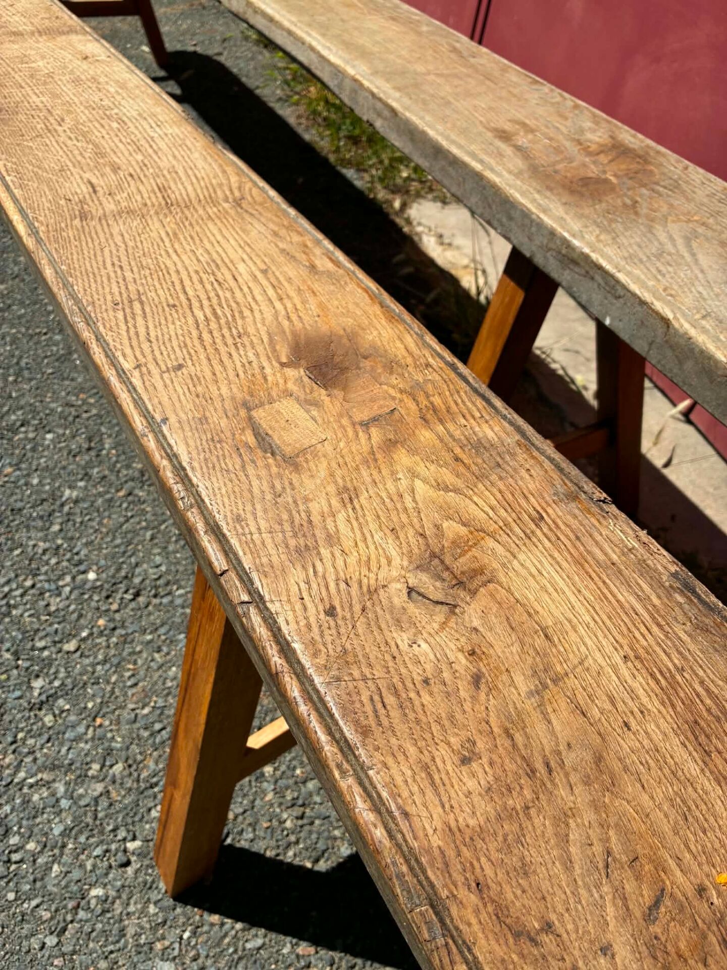 Lot de 2 bancs en chêne