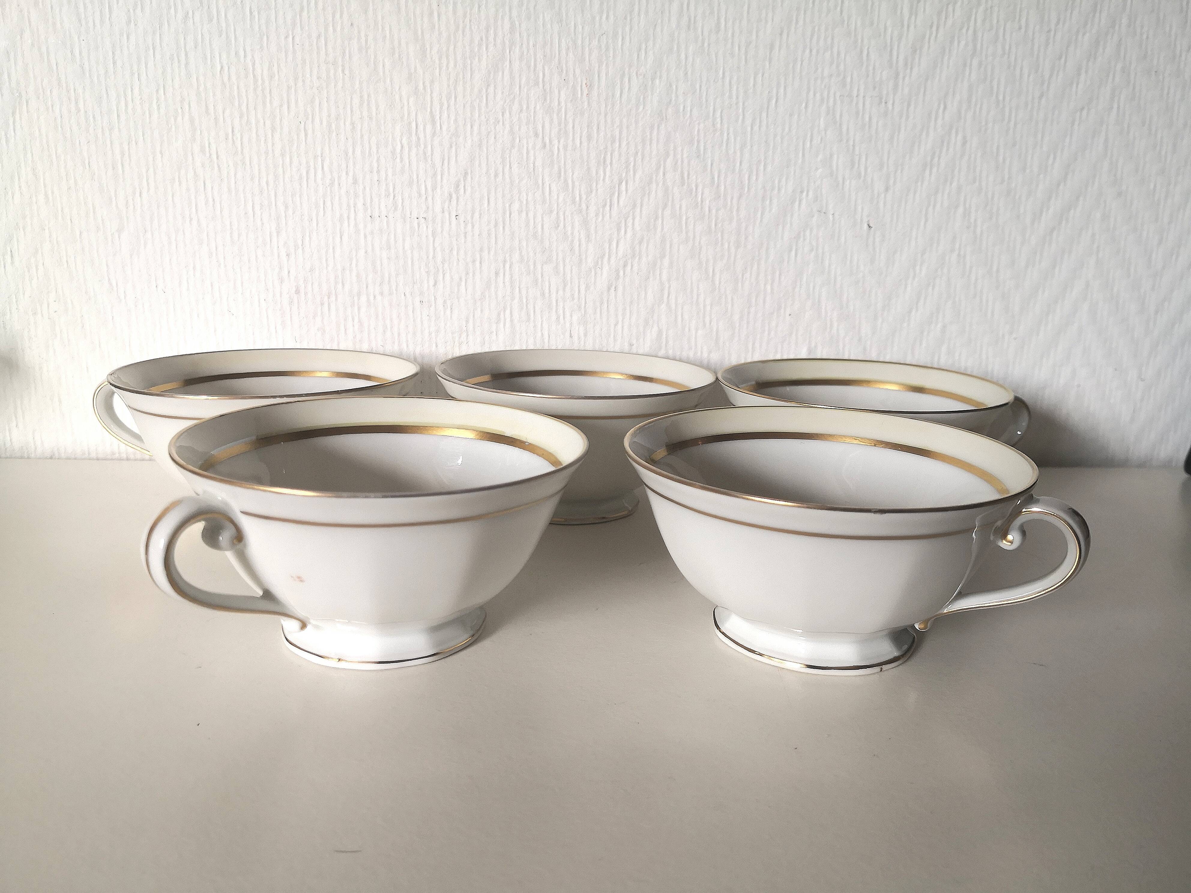 set of 5 Limoges tea/coffee cups, floral pattern