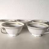 set of 5 Limoges tea/coffee cups, floral pattern