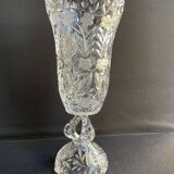 Polished and frosted molded crystal vase – Mid-20th century