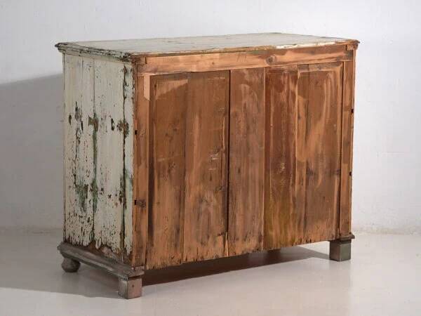 Large antique chest of drawers with white patina (circa 1920) #42