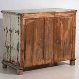 Large antique chest of drawers with white patina (circa 1920) #42