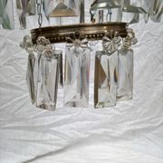 Ancien lustre, plafonnier bronze et pampilles, des années 1900