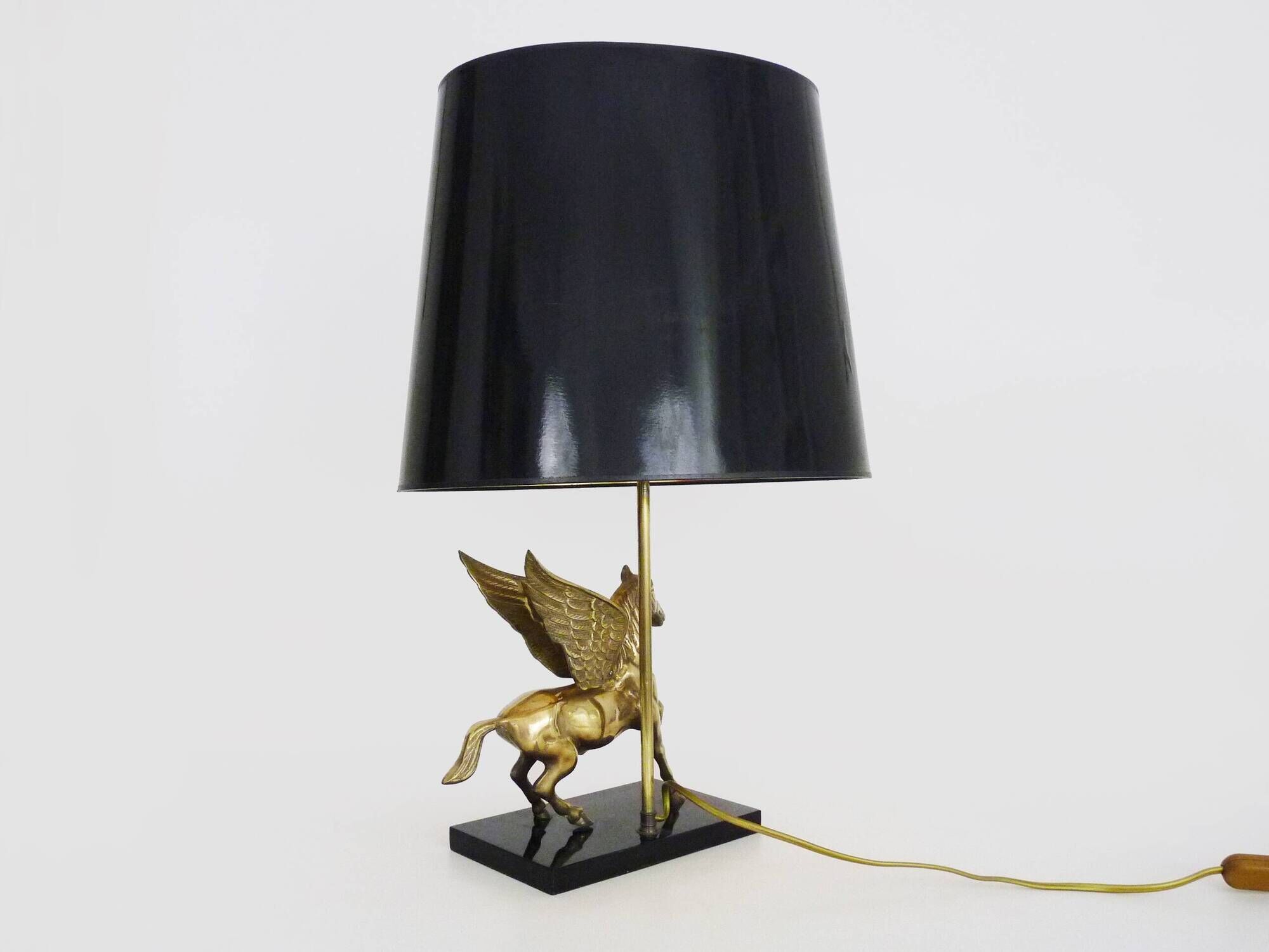 Maison Charles style winged horse desk lamp in vintage brass 1980s