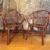 Pair of rattan basket chairs