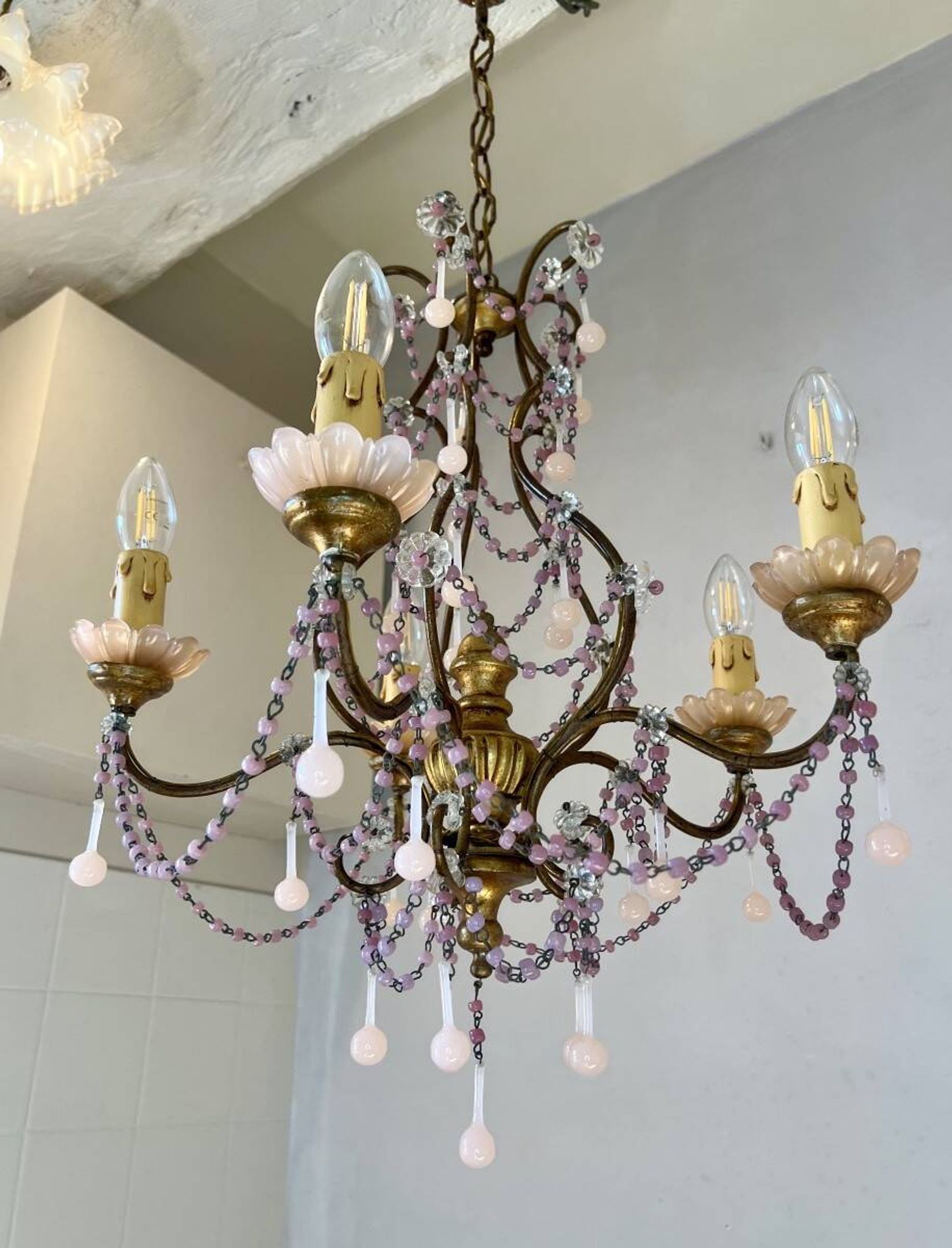 Lustre italien opaline rose