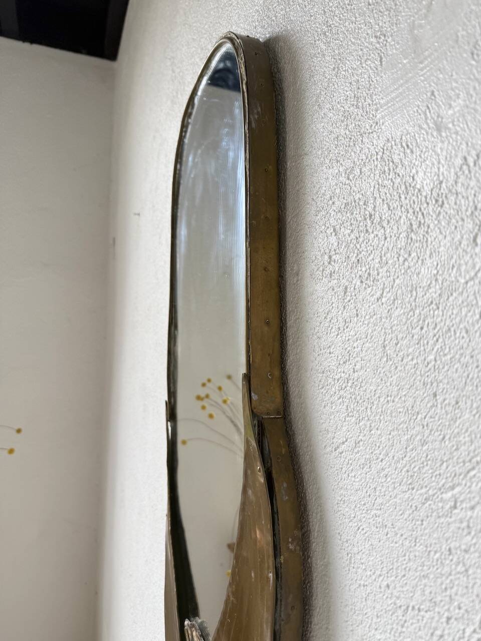 Brass flower oval mirror 1960