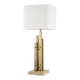 Pair of modern table lamps, vintage brass finish, travertine base.
