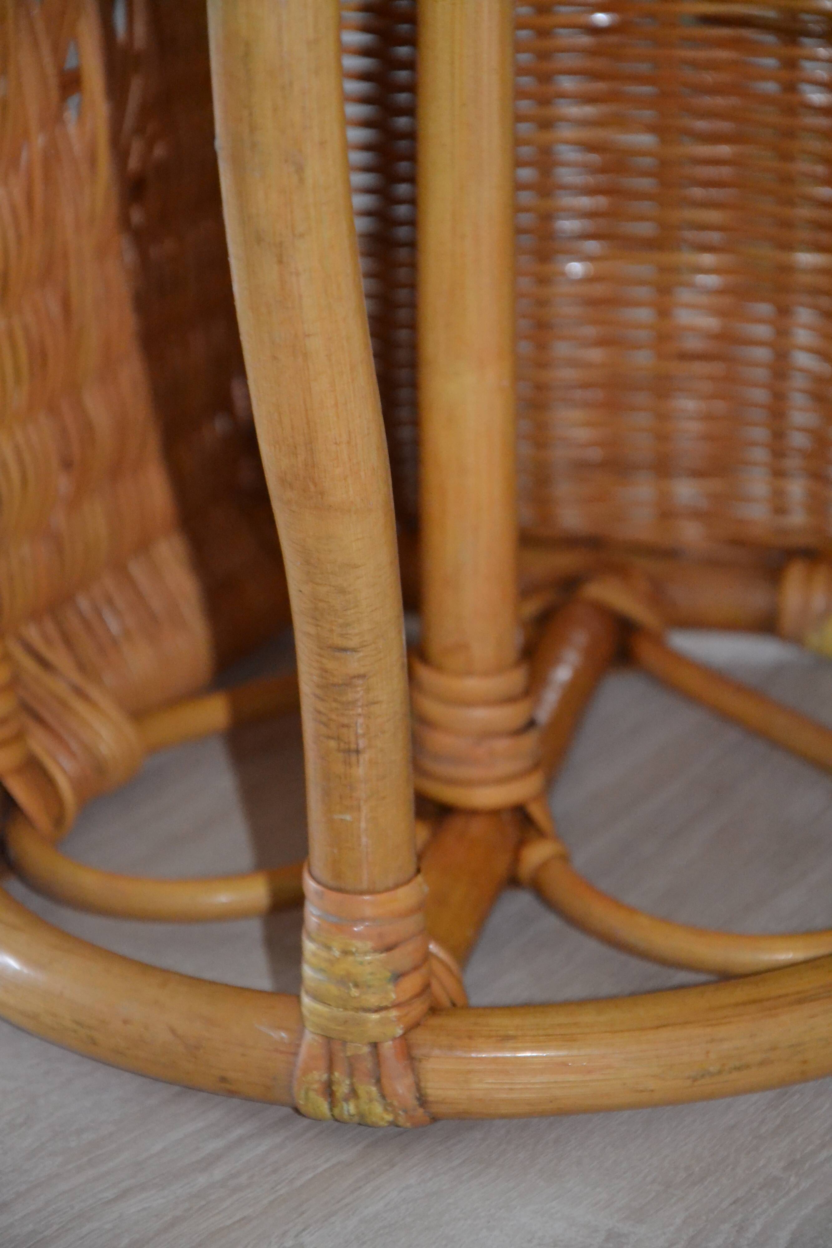 Vintage woven rattan magazine rack