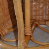 Vintage woven rattan magazine rack