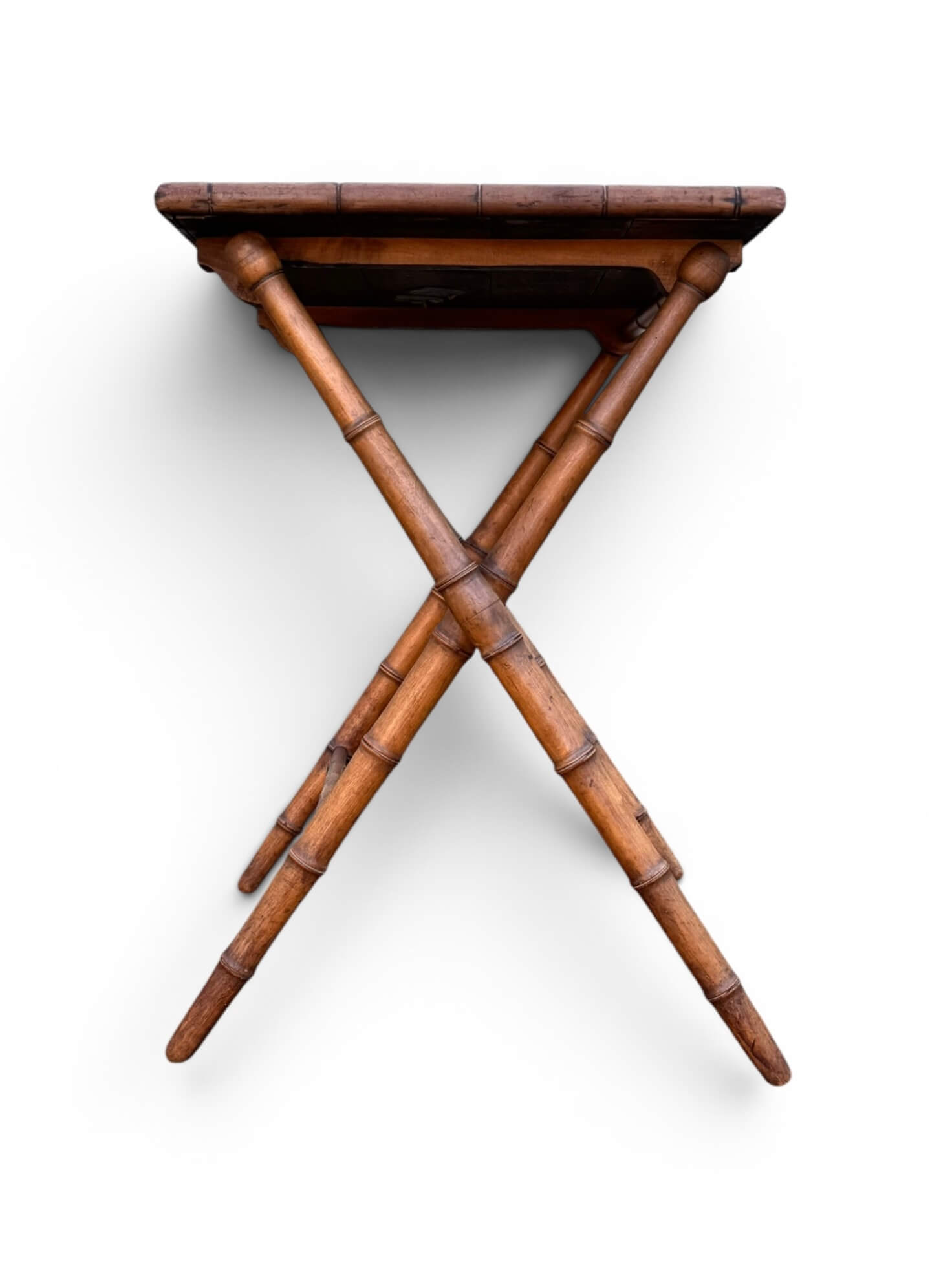 Table d’appoint pliante en faux bambou, époque 1900
