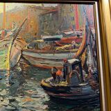 Antique painting, seascape signed Louis Dufour, dated 1943