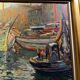 Antique painting, seascape signed Louis Dufour, dated 1943