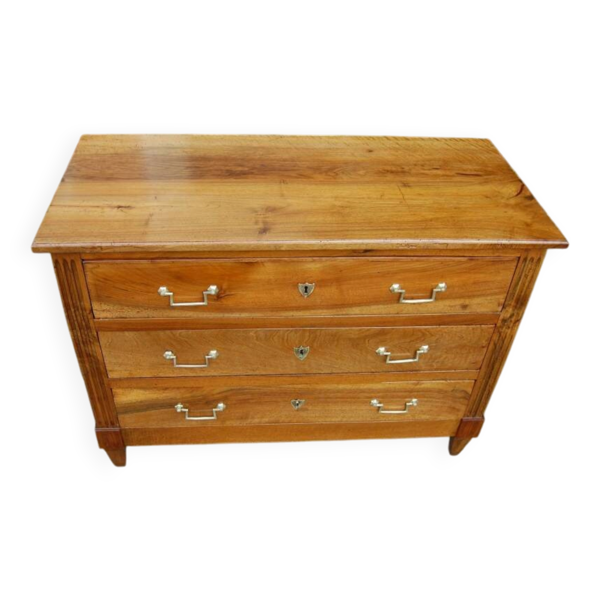 18th-century Louis XVI low walnut commode.