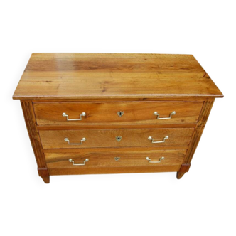 18th-century Louis XVI low walnut commode.