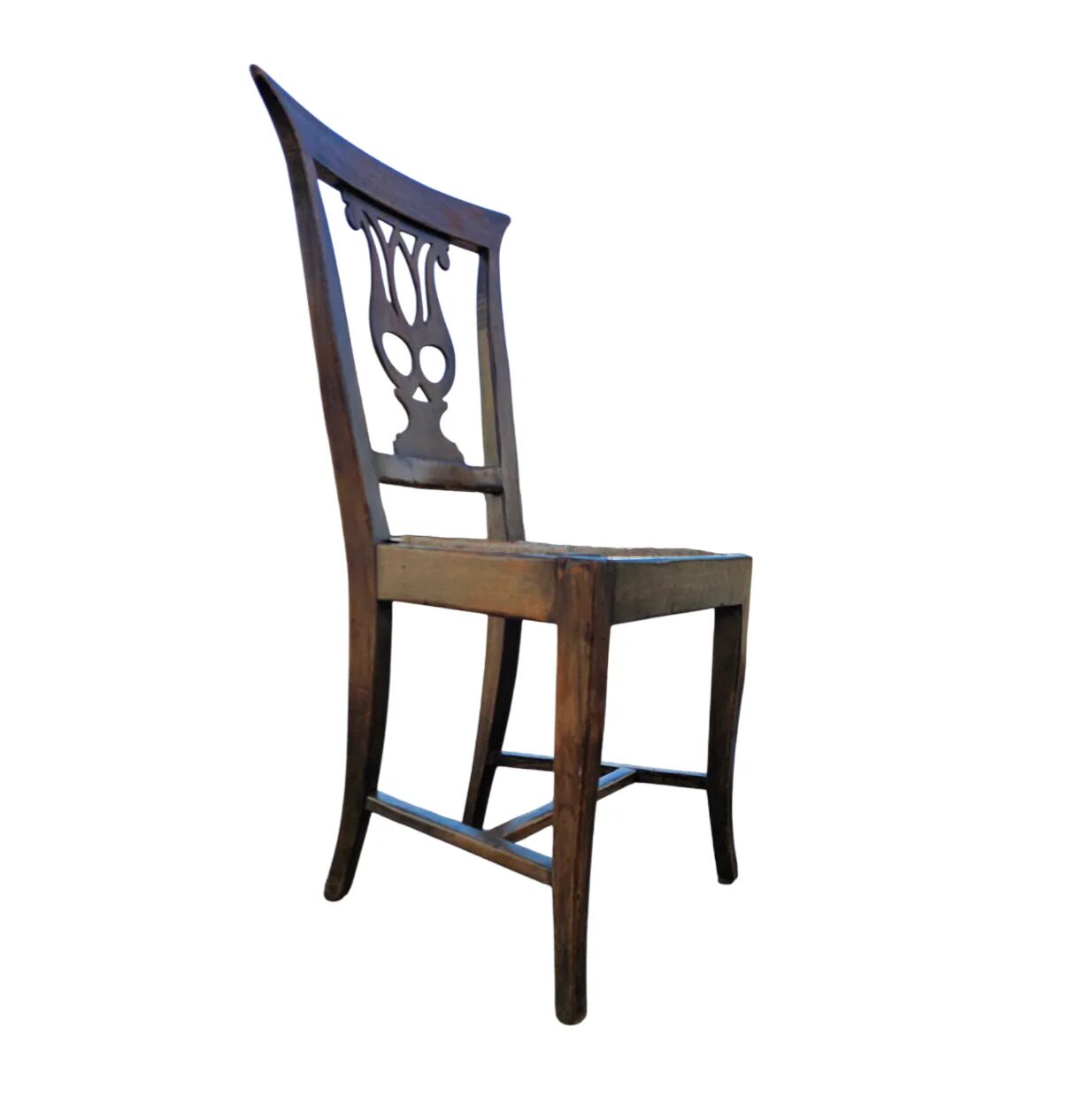 4 x elm dining chair with a carved back frame in a rosette / France / 1890-1900