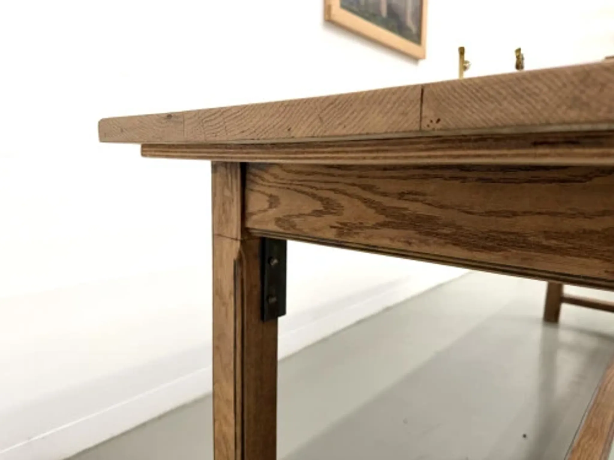 Solid oak farmhouse table, 1970s