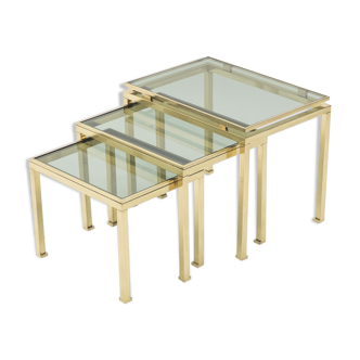 Pull out tables brass Guy Lefevre for Maison Jansen 70