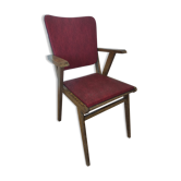 Armchair with Solid Wood Structure and Green Leatherette Seat, Italy, 1960s