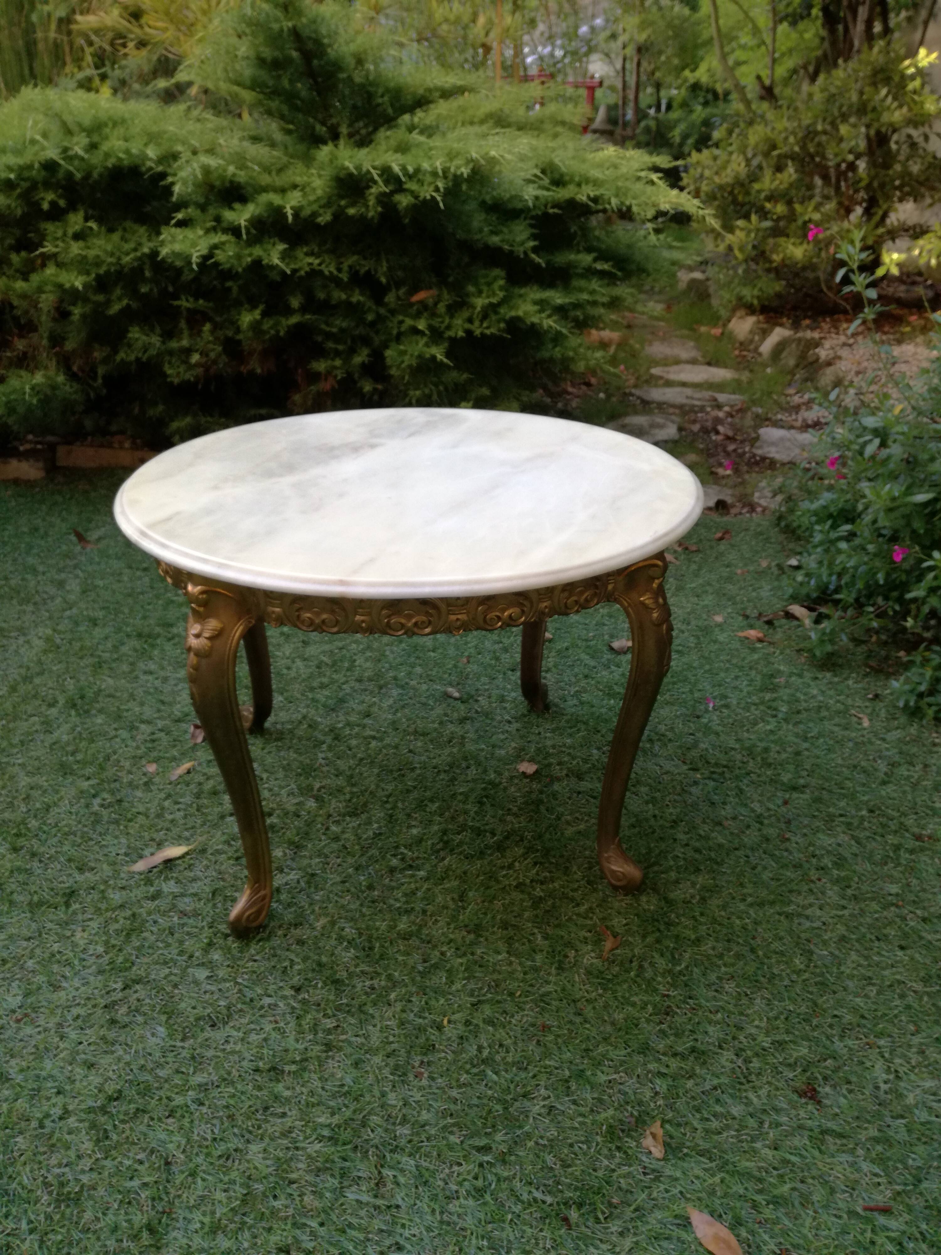 Louis XV coffee table bronze and marble