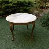Louis XV coffee table bronze and marble