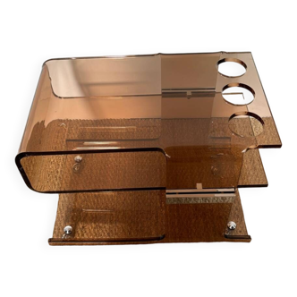 Michel Dumas smoked plexi bar trolley