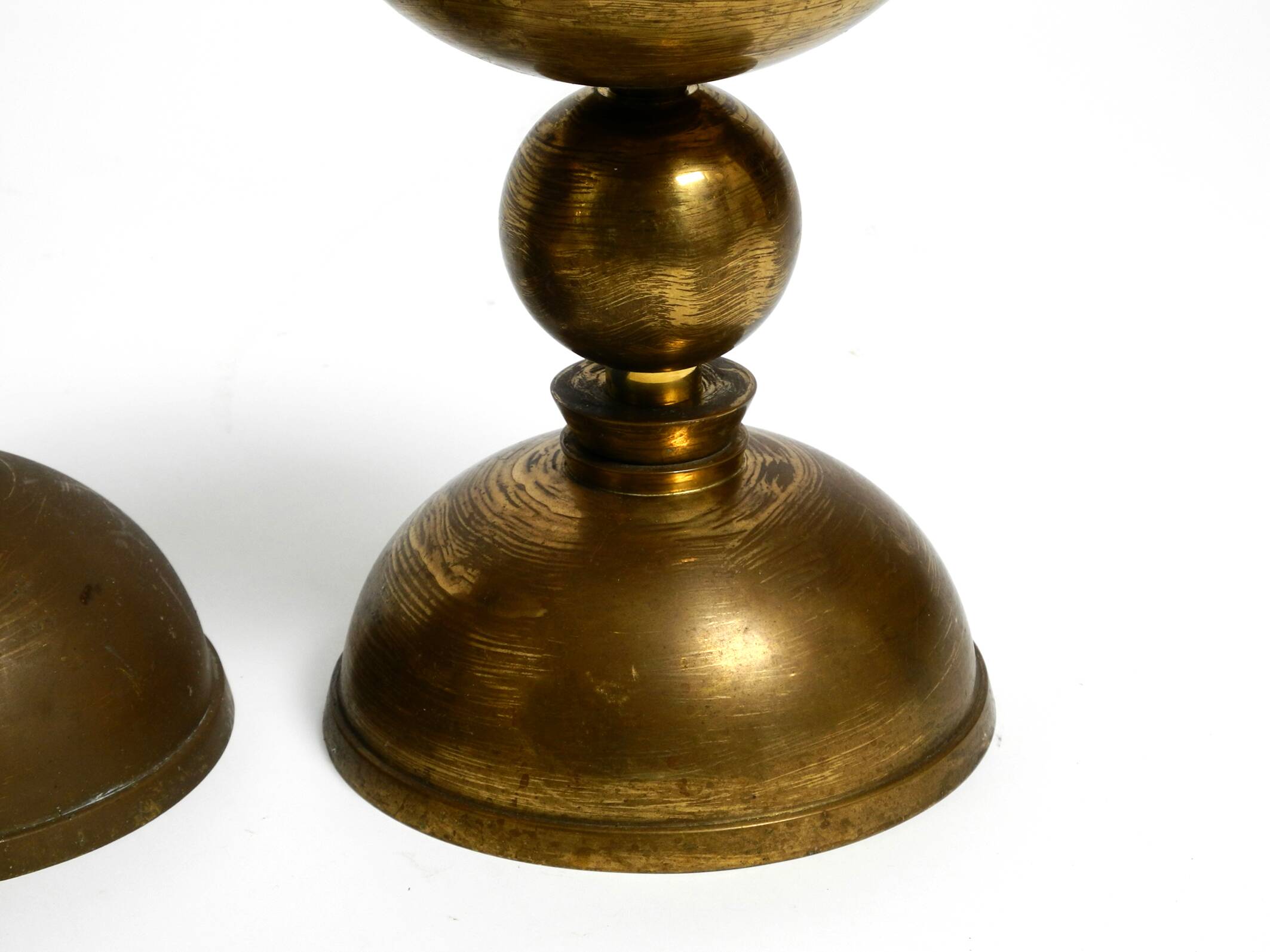 4 rare large heavy Mid Century brass candlesticks from a Bavarian church