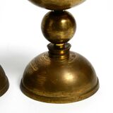 4 rare large heavy Mid Century brass candlesticks from a Bavarian church