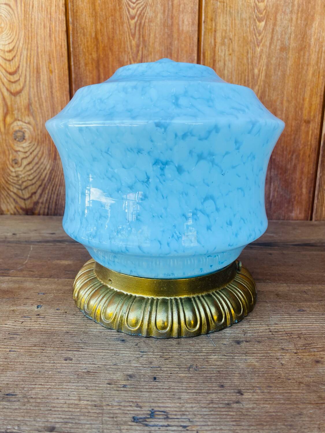 Antique Art Deco blue Clichy glass ceiling light