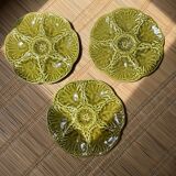 3 assiettes à huîtres en barbotine, Gien