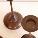 Set of vintage wooden candle holders