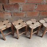 Set of 4 authentic wooden stools