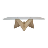 Table Basse Italienne en Travertin, 1980s