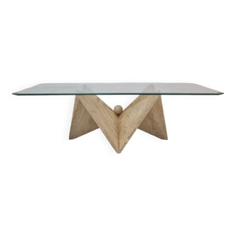 Italian Coffee Table in Travertine, 1980s