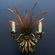 Gilt metal wheat sheaf two-light wall sconce