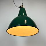 Lampe d’usine industrielle en émail vert avec dessus en fonte, années 1960