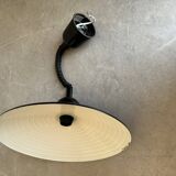 Pair of black metal pendant lights made in Belgium