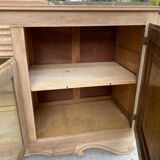 Renovated art deco sideboard in solid raw oak and gray marble 190cm