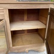 Renovated art deco sideboard in solid raw oak and gray marble 190cm
