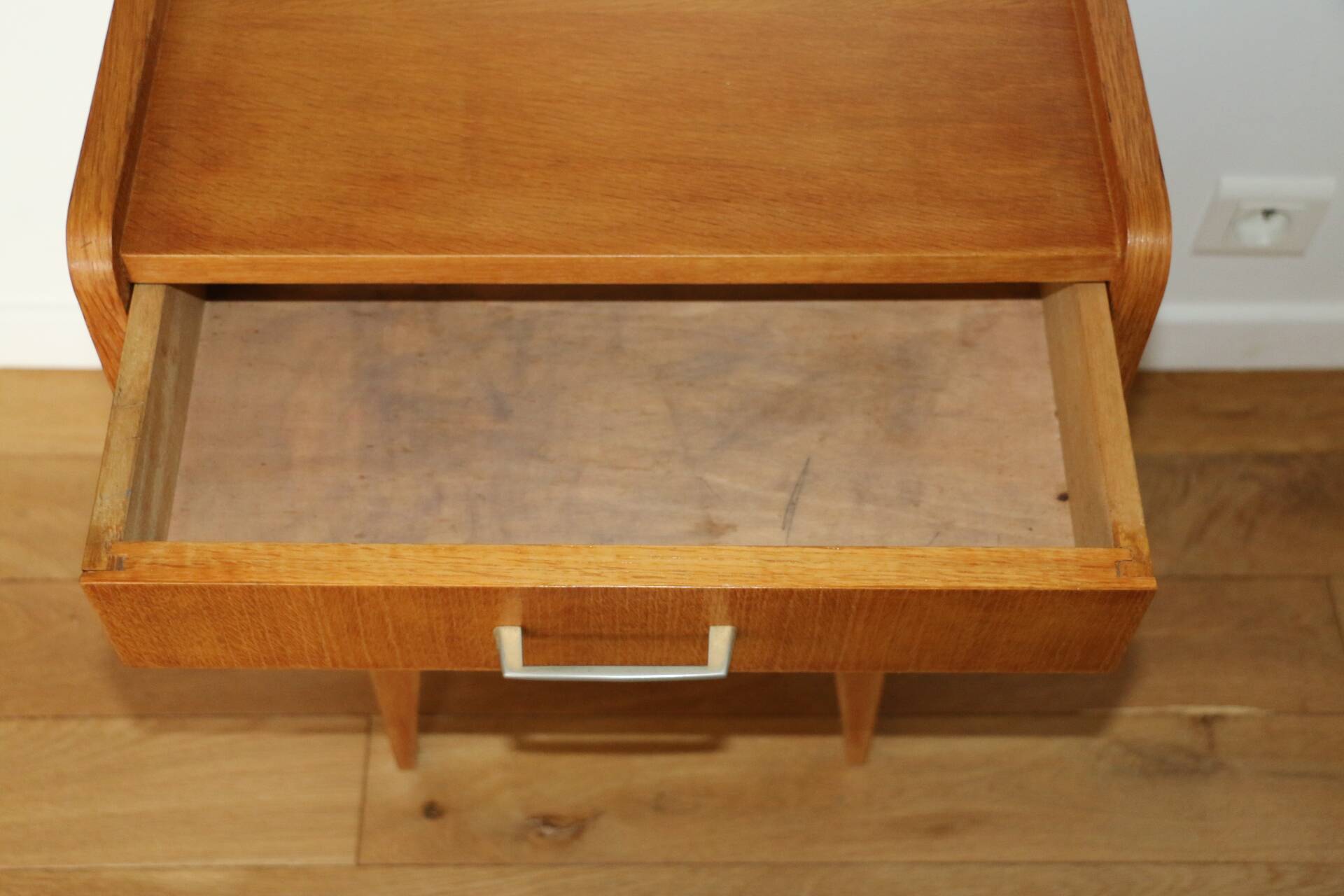 Oak bedside table with drawer, 1960