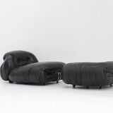 Soriana Chaise Lounge Chair by Afra & Tobia Scarpa for Cassina black leathe