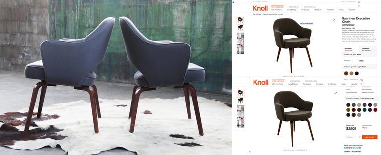 Eero Saarinen Knoll armchair upholstered in grey wool from the middle of the century